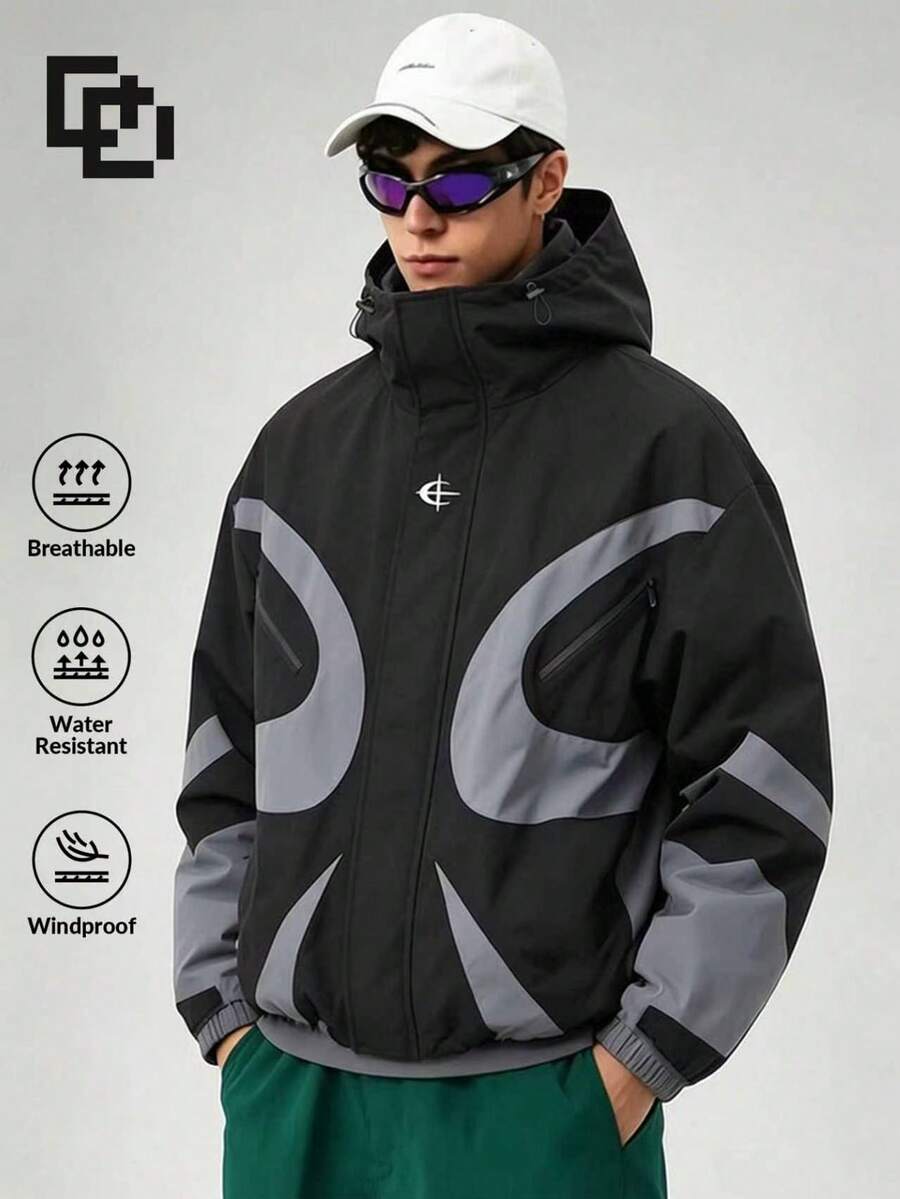 Men's Spring/Autumn Casual Fashion Jacket, Outdoor Hiking Sports Top - Black - View 1
