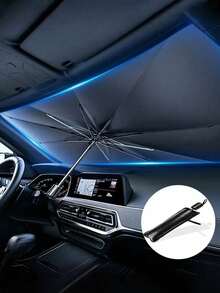 汽車前擋風玻璃折疊隔熱遮陽簾，夏季必備汽車遮陽傘，傘狀結構，有效阻擋紫外線，前擋風玻璃即時隔熱，易於收納 - 多色 - 查看 5