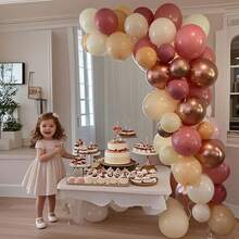 60/40/20pcs Vintage Blush Pink Balloons, Dusty Pink Metallic Rose Gold Nude Ivory White Balloons, Suitable For Birthday Girl Bohemian Baby Shower Bridal Shower Wedding Theme Princess Party Baby Shower Decoration - Multicolor - View 6