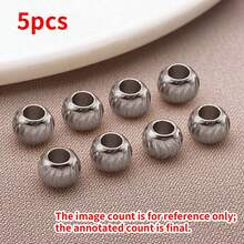 5pcs 3 4 5 6 8mmRound Spacer Beads Stainless Steel Metal Beads Cut Pattern Separators Beads For DIY Handmade Jewelry Accessories - Multicolor - View 17