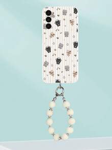 1pc White TPU Cute Cat Music Pattern Full Coverage Anti-Drop Phone Case And 1pc White Fur Ball Lanyard, Full Coverage Dustproof Waterproof Soft Shell Suitable For Versatile Phone Case/Lanyard Phone Case/Interesting Phone Case/Android Phone Case/ Phone Case/ Phone Case/ Phone Case - Multicolor - View 4