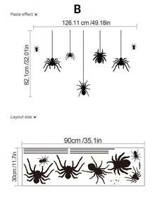 3 Styles Halloween Wall Decals Hanging Skeleton Spider / Multi-Size Hanging Spider / Dark Withered Tree Silhouette Optional PVC Removable Self-Adhesive Suitable For Ceiling Door Frame Wall Corner Glass Escape Room Window Party Atmosphere Holiday Decoration Stickers - Wall Stickers - View 14