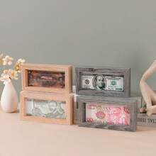1pc Vintage Wooden Dollar Bill Picture Frame, Single Style Currency Display Stand, Suitable For Graduation, Birthday, Wedding, Housewarming And Other Occasions Cash Gift Display Frame, Desktop Countertop Currency Collectible Storage Decoration, Unique Gift Designed For Coin Enthusiasts And Collectors - Multicolor - View 7