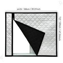 1pc Black Zippered Curtain, Windproof & Warm Winter Window Curtain, Bedroom Cold-Proof Sealing Window Insulation Film - Black - View 3