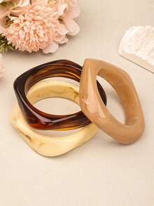 Set de 3 pulseras geométricas exageradas, accesorio de joyería versátil para uso diario, fiesta, vacaciones, estilo bohemio - Multicolor - Ver 6