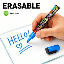 1pc 6/8/12/24 Colors Washable & Wet-Wipe Liquid Chalk Markers, Suitable For Blackboard, Blackboard Sign, Whiteboard, LED Glass Window, First Day Of School - Multicolor - View 8