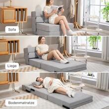 Floor Sofa, Upholstered Couch, Convertible Into A Mattress, Foam, Cushions, Light Grey - Light Grey - View 4