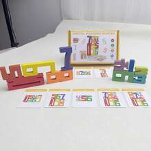 Wooden Number Stacking Blocks Balance Game, Colorful 1-10 Number Building Blocks With Multi-Difficulty Challenge Cards, Montessori Math Counting Educational Toy For Preschool Boys And Girls - Multicolor - View 10
