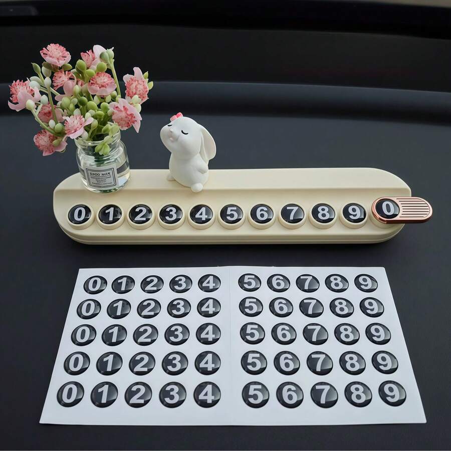 1pc New Cute Cartoon Car Aromatherapy Temporary Parking Number Plate, Creative Car Interior Parking Contact Decoration - 1pc - View 1