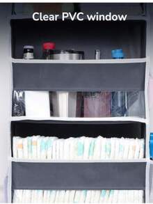 Over-The-Door Hanging Storage Organizer, 5-Tier Hanging Door Storage Bag With 5 Large Capacity Pockets, Anti-Tilt, 44 Lbs Load Capacity, Suitable For Bedroom, Bathroom, Storage Room, Nursery - Dark Grey - View 8