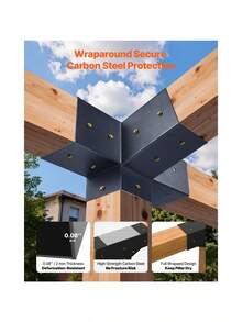 Pergola Kit 4x4 Inch 4-Way Slanted Bracket For 3. 5x3. 5 Inch Wood Beams In Actual Size Carbon Steel Pergola Bracket With Post Base And Wall Mount Base For Outdoor Pergolas Gazebos Sheds - 3 Pcs/Slanted Four-way Gazebo Brackets/4x4 Inches - View 7