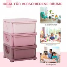 Toy Storage, 3-Tier, Kids' Room Chest Of Drawers, Small Drawer Cabinet For Children, Pink - 粉色 - 查看 5