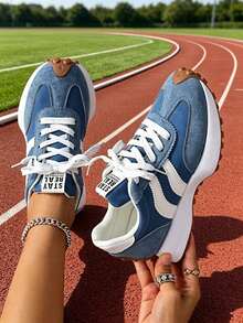 Women's Casual Sneakers, Flat, Lightweight, Comfortable For Fitness, Walking, Skateboarding - Blue - View 10
