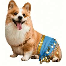 柯基犬派對裝扮套裝 亮片腰鍊臀裙 適合小型犬 生日萬聖節造型服飾 - 彩色 - 查看 7