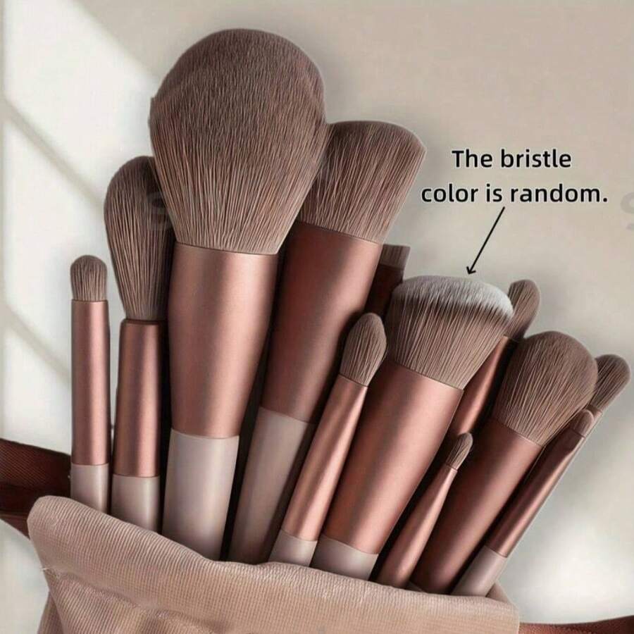 15pcs Professional Makeup Brush Set, Soft Bristles, Eyeshadow Foundation Blush Makeup Brushes, Includes 2 Brown Makeup Sponges, Suitable For All Skin Care Needs, Perfect For Beginners And Professionals, Ideal Birthday Gift,Bedroom Room Decor,Back To School - Multicolor - View 1