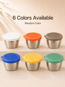 6PCS 2.7oz Sauce Cups With Lids, Stainless Steel Mini Condiment Containers For Dips, Lunch Box, Leak Resistant, Random Color - Multicolor - View 7
