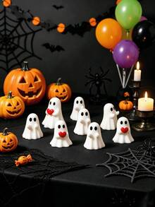 10pcs Halloween Ghost Decorations, Cute Ghost Ornaments Suitable For, Creative Fashion Decor To Enhance Holiday Atmosphere,Halloween Decorationroom Decor,Squishy,Wedding,Dorm Essential,Fall Decor,Fan,Back To School,Kitchen Essentials,Decor,Closet - Multicolor - View 5