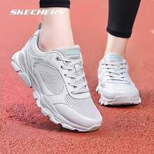 Skechers Women's Mesh Leather Patchwork Platform Dad Sneakers Versatile Slimming Height-Increasing Casual Sports Shoes For Commuting And Shopping - White - View 2