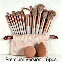 15pcs Professional Makeup Brush Set, Soft Bristles, Eyeshadow Foundation Blush Makeup Brushes, Includes 2 Brown Makeup Sponges, Suitable For All Skin Care Needs, Perfect For Beginners And Professionals, Ideal Birthday Gift,Bedroom Room Decor,Back To School - Multicolor - View 3