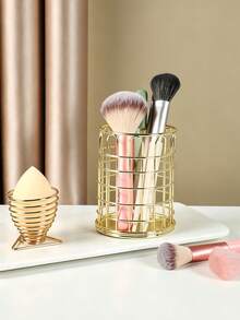 Metal Hollow Pen Holder Makeup Brush Holder For Makeup Brush Stationery For Desk Office Home School Storage And Organization Basket Multifunctional Storage Rack Back To School Dorm Room Essentials College Bathroom Accessories Home Decor - Multicolor - View 4