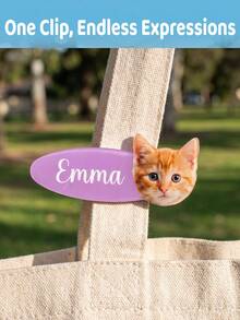 Custom Photo & Name Hair Clips, Personalized Pet Portrait Barrette, Multi Color Custom Text Hair Clips Cute Girls Daily Hair Accessories - Multicolor - View 5