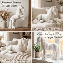 1pc Friesian Horse Crochet Set (Unfinished Beginner DIY Kit With Step-By-Step Tutorial And English Instructions)! Collectible Indoor Decor Ornament, Cute Gift For Birthday, Christmas And Valentine's Day. - DIY Crochet Kit - View 10