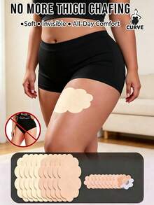 20pcs Women Plus Size Summer New Disposable Non-Woven Cloud-Shaped Anti-Chafing Thigh Pads, Invisible Seamless Comfortable Protection For Running, Fitness, Sports, Daily Commute - Multicolor - View 1
