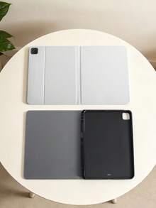 1件純色絲綢質感書本式平板保護殼，可客製文字/顏色，適用於 iPad Mini 1/2/3/4/5/6/7/Air/Air 2/9.7/10.2/10.5/10.9 (Air 4-Air 8)/Pro 11/10th Gen/A16/Pro 11 2024 機型，雙折背蓋，可調支架，睡眠/喚醒，無筆槽，不含筆，硬殼 - 彩色 - 查看 8