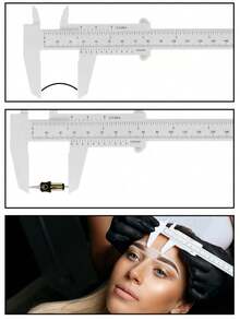 2/1pc Eyebrow Measuring Ruler Portable Vernier Caliper Eyebrow Positioning Ruler Tattooing Tool 150mm Dual Scale Caliper Portable Practical Beauty Styling Essential Valentine's Day Gift - Multicolor - View 3