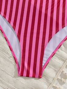 Women's Striped Printed Triangle Neck Bikini 2 Pieces Set Paired With High Waisted Swim Trunks Suitable For Island Vacation Swimming Beach Summer - Multicolor - View 6