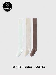 1/3/5 Pairs Women's Autumn/Winter Warm Over-The-Knee Socks, Thick Ribbed Non-Slip Thigh-High Socks For Daily Warm Wear - Multicolor - View 10