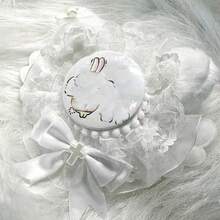 1pc Lace Plush Badge Holder, Girly Fabric Ruffle Badge Base, Satin Bow Heart Star Decor, Magnetic Badge Base, Fits Multiple Sizes, Handmade DIY Badge Storage Display, Sweet Lolita Anime Convention Travel Exquisite Decorative Accessory - Y - View 3