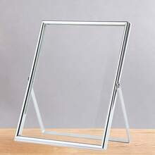 1pc Elegant Silver Metal Floating Glass Photo Frame, 4x6/5x7/6x8 Inch Transparent Double-Sided Picture Frame With Stand, Minimalist Curved Transparent Desktop Display Frame, Suitable For Portrait Art, Wedding Photos, Modern Home Office Desk Decor, Ideal Holiday Gift And Wall Photo Frame Accessory - A - View 13