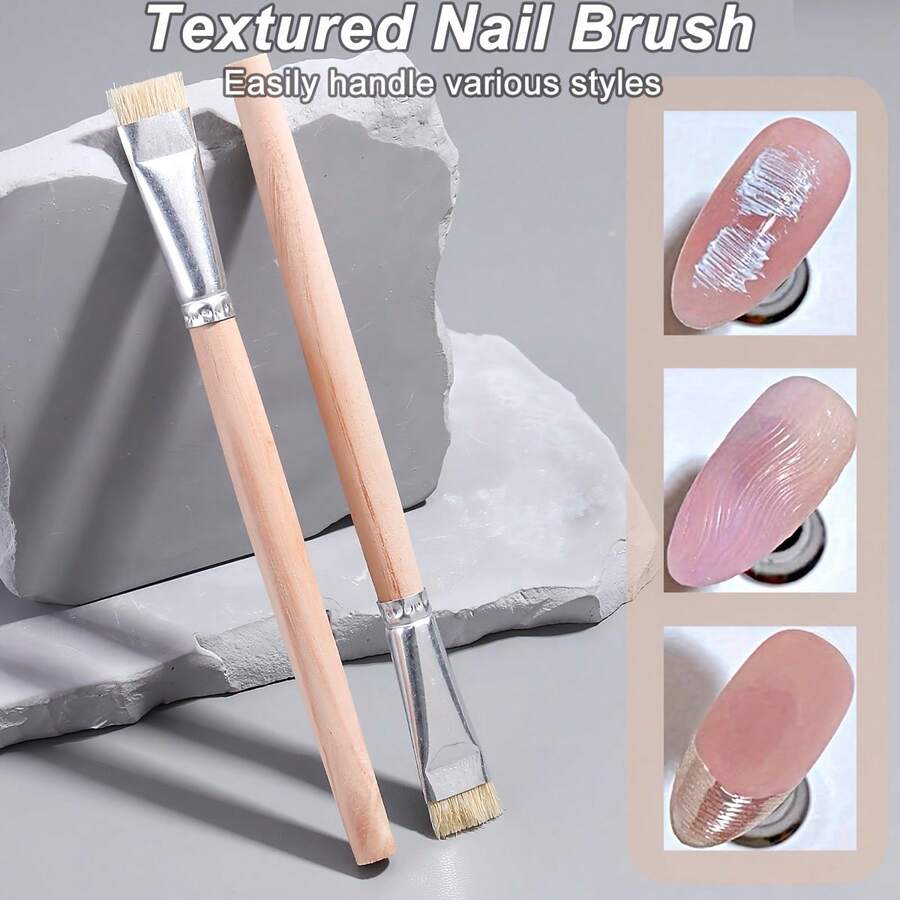 Wide Head Stiff Bristle Nail Art Brush, Designed For Nail Art Design And 3D Nail Pattern Painting. This Is A Gel Brush Suitable For Nail Artists To Create Short Sticker Nail Art And Artificial Nails. - Yellow - View 1