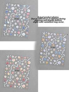 1/2/3片 5D 浮雕貝殼發光海星貝殼美甲貼紙，海洋度假風自黏式 DIY 美甲貼紙與貼花 - 美甲用品與美甲裝飾美甲工具，適合女孩與女性 - 夏季美甲沙龍度假風，適合美甲師 - 彩色 - 查看 15