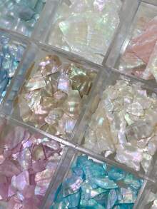 12 Grids/Box Iridescent Crushed Shell Nail Charms Thin Natural Abalone Slices Manicure Decorations Colorful Shell Fragments For Professional Salon & Home Use Summer DIY Nail Art Supplies - Multicolor - View 7