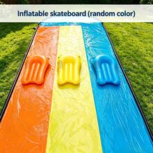 1 pieza Tobogán de agua para 3 personas + 3 tablas deslizantes inflables, Tobogán de agua para el césped, Tapete de juego de agua para el patio trasero con tablas deslizantes inflables de color aleatorio, Perfecto para entretenimiento de verano, Tobogán de agua para fiesta familiar en el patio trasero - B - Ver 3