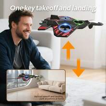 TOKQI Remote Control Drone, Blue/Red Camouflage Coating,SBS Anti-Fall Material,Fighter Jet With Durable Lights,Hover Capability,One-Key Flip/Take-Off/Descend/Hover Functions,For Beginners Indoors/Outdoors/Parties, Multi-Rotor Quadcopter Toy Fighter Plane - View 7