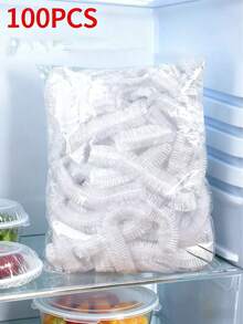 100pcs Disposable Food Cling Film, Shower Head Cover, Multi-Purpose Disposable Shrink Bags, Disposable Shoe Covers, Thickened Kitchen Cling Film, Household Refrigerator Food Preservation Covers, Elastic Stretchable Covers - White - View 2
