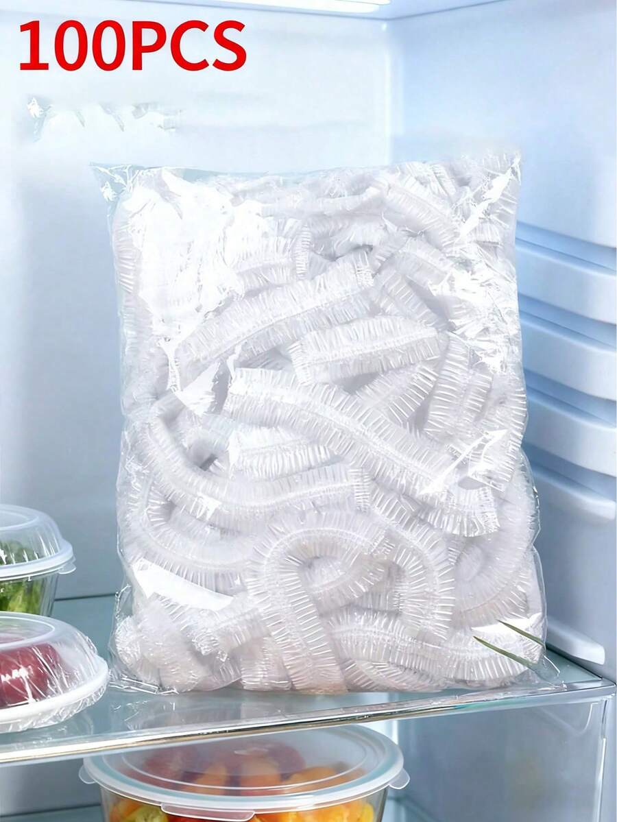 100pcs Disposable Food Cling Film, Shower Head Cover, Multi-Purpose Disposable Shrink Bags, Disposable Shoe Covers, Thickened Kitchen Cling Film, Household Refrigerator Food Preservation Covers, Elastic Stretchable Covers