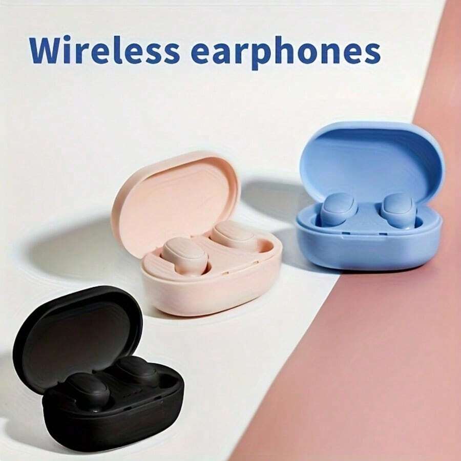 1對 A6S 無線耳機,迷你音樂耳機,入耳式無線耳機附充電盒,無線設計,電容式麥克風,降噪,音量控制,糖果色耳機 - 粉色 - 查看 1