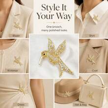 1pc Hollow Full Rhinestone Hummingbird Brooch, Sparkling Crystal Animal Brooch, Women's Suit Shirt Daily Wear Jewelry Gift - Multicolor - View 5