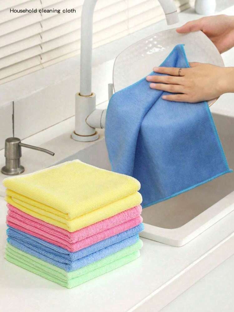 1/5/10/15/20/30pcs Multi-Color Microfiber Cleaning Towel Set - Kitchen Cleaning Cloth, Multiple Colors Available, Bamboo Fiber Material, Super Absorbent, Lint-Free, Oil-Resistant, Size 9.8" X 9.8", Suitable For Kitchen, Bathroom And Home Use - A - View 2