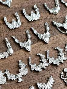 20pcs Mixed Shiny Silver Alloy French Style Rhinestone Nail Art Decorations, DIY Nail Accessories Nails - Silver - View 4