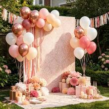 60/40/20pcs Vintage Blush Pink Balloons, Dusty Pink Metallic Rose Gold Nude Ivory White Balloons, Suitable For Birthday Girl Bohemian Baby Shower Bridal Shower Wedding Theme Princess Party Baby Shower Decoration - Multicolor - View 10