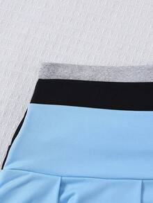 Summer Tween Girls Daily Campus Style Bow Print Pleated Skort 3pcs Set - Multicolor - View 6