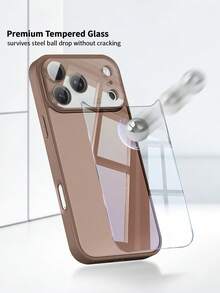 奢華亮面鋼化玻璃手機殼，字母設計，防摔框架，鏡頭保護，硬殼背蓋，適用於 Apple 17/17 Pro/17 Pro Max/16/16 Pro/16 Pro Max/15/15 Pro/15 Pro Max/14/14 Pro/14 Pro Max/13/13 Pro/13 Pro Max/12/12 Pro/12 Pro Max/11/11 Pro Max，生日禮物、週年紀念、女友生日禮物、返校季完美選擇 - 棕色 - 查看 3