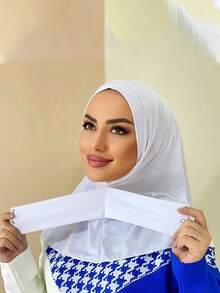 1 Peça Touca Hijab Fashion Casual Elegante Lenço Instantâneo Esportivo com Botão Cobertura de Cabeça Touca Hijab Clássica Minimalista Fashion Casual Elegante Modesta Modal Brilho Algodão Tecido Sedoso Macio Amigável à Pele Respirável Confortável Aba Longa Uso Duplo Lenço Instantâneo Cobertura de Cabeça Esportiva Turbante Jersey Adequado para Vida Diária Festivais Reuniões Oração - Multicolorido - Visão 9