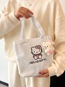 SANRIO 1pc Large Capacity Tote Bag - Durable Zipper Shoulder Bag, Suitable For Women | Perfect For Shopping And Daily Use, Canvas Tote Bag, Versatile Women's Handbag, With Zipper, Crossbody, With Compartments, Suitable For Work Occasions - View 4