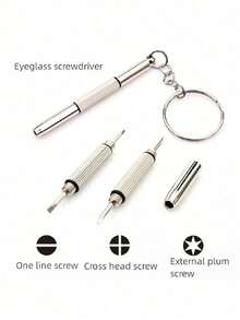 5/10/50pcs Multi-Function 3-In-1 Eyeglass Screwdriver Set, Repair Tool, Portable Mini Screwdriver, Men's Tool - Silver - View 1